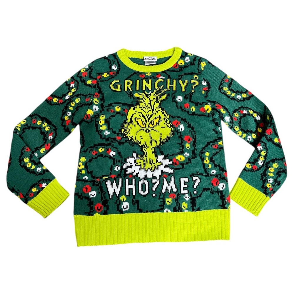 GROW YOUR HEART 3 SIZES DR SEUS The Grinch Christmas Sweater Green Boys 6-8Y